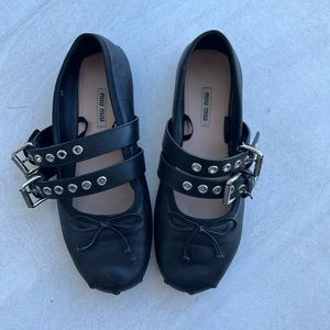 Miu Miu black buckle ballet flats